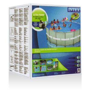 Каркасный бассейн Ultra Frame, 549х132см, 26423л, песочн.фил-насос, лестница, тент, подстилка, Intex, 28332