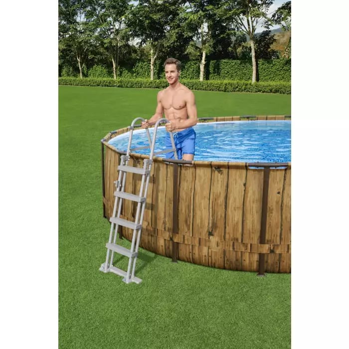 Каркасный бассейн Power Steel 549x122см "Ротанг" 23062л, фил.-нас. 5678л/ч, лестн., тент, попл.-доз., Bestway, 56977 BW