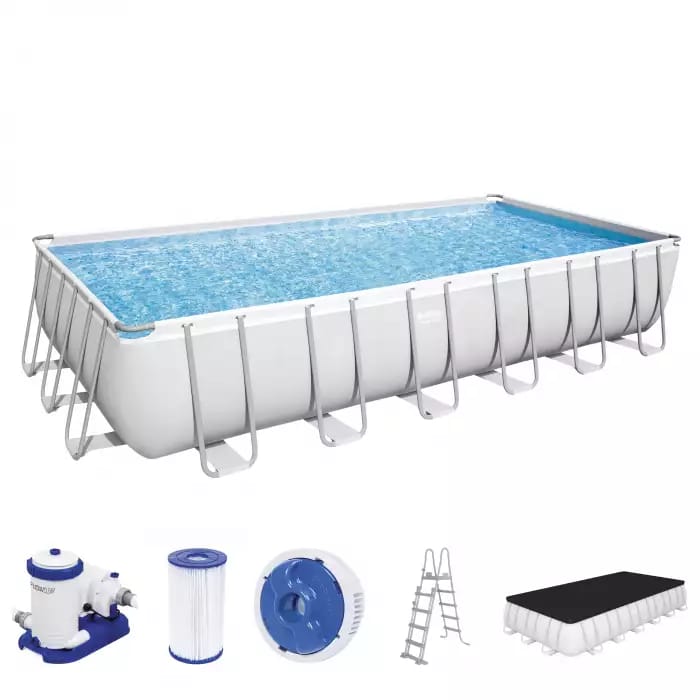 Каркасный бассейн Power Steel 732х366х132см, 30045л, фил.-насос 9463л/ч, лестница, тент, попл.-доз., Bestway, 56474 BW