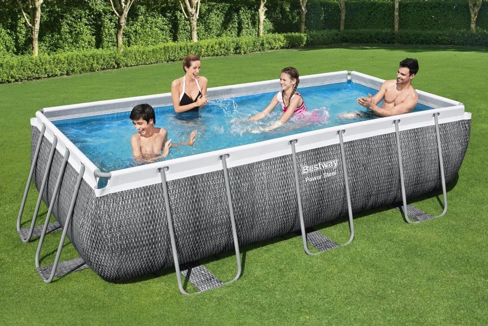 Каркасный бассейн Power Steel 404х201х100см, 6478л, фил.-насос 2006л/ч, лестница, попл.-дозатор, Bestway, 56721 BW