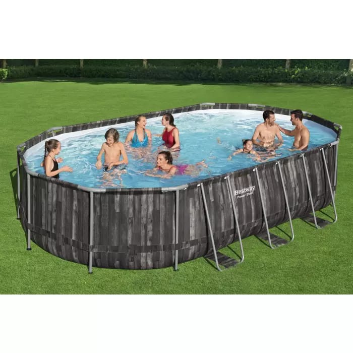 Каркасный бассейн Power Steel 610х366х122см, 20241л, фил.-насос 5678л/ч, лестница, тент, попл.-доз., Bestway, 5611R BW