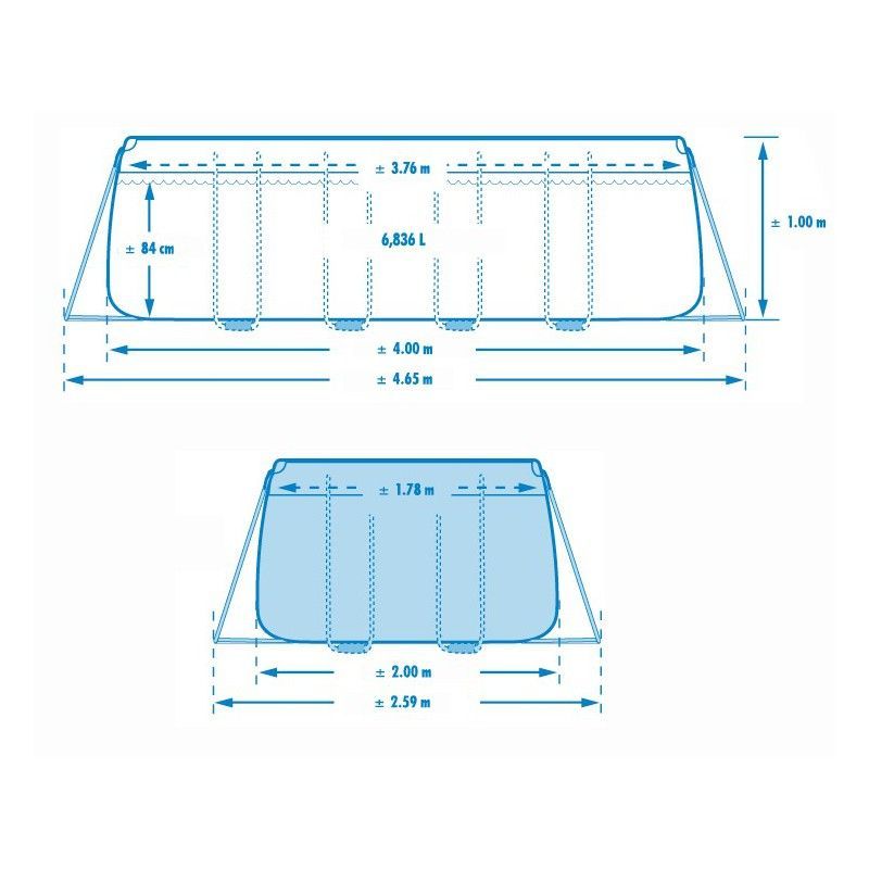 Каркасный бассейн Prism Frame 400х200х100см, 6836л, фил.-насос 2006л/ч, лестница, Intex, 28316