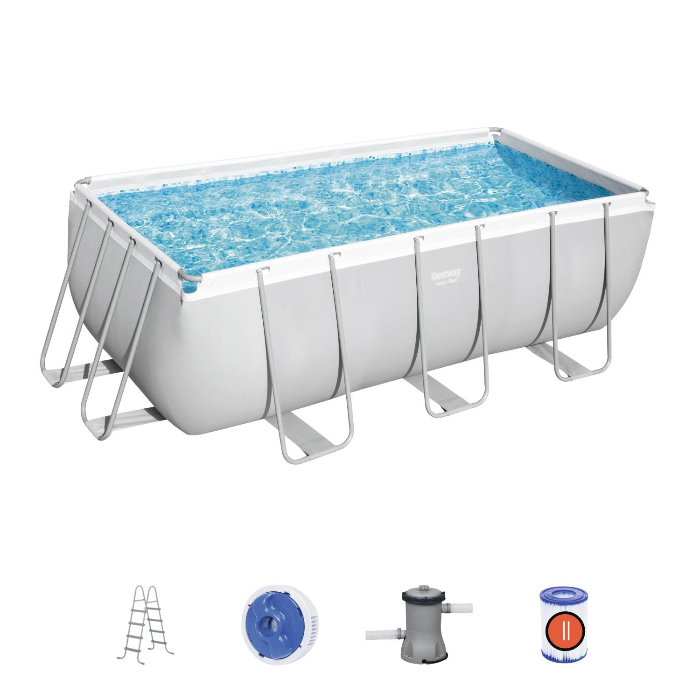 Каркасный бассейн Power Steel 412х201х122см, 8124л, фил.-насос 2006л/ч, лестница, попл.-дозатор, Bestway, 56456 BW