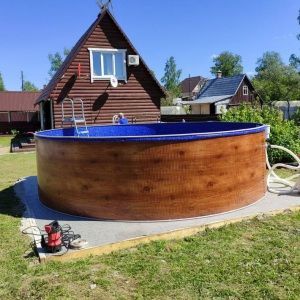 Круглый бассейн ЛАГУНА 457 х 125 см (темное дерево)