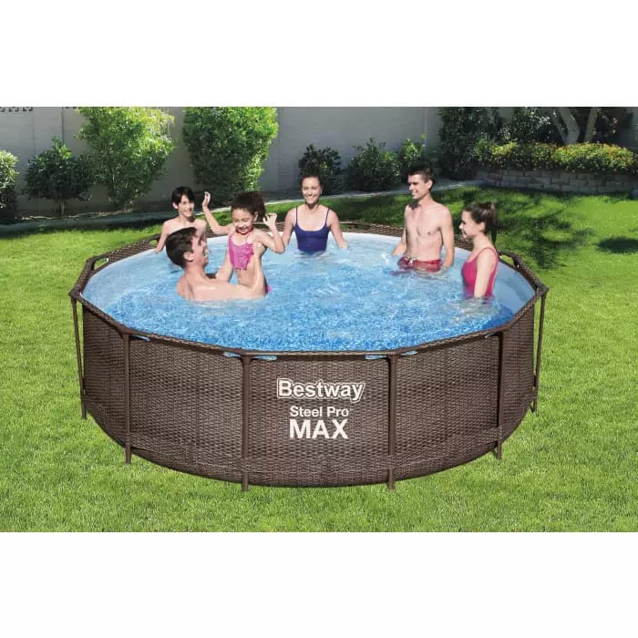 Каркасный бассейн Steel Pro Max 366х100см "Ротанг" 9150л, фил.-насос 2006л/ч, лестница, Bestway, 56709 BW