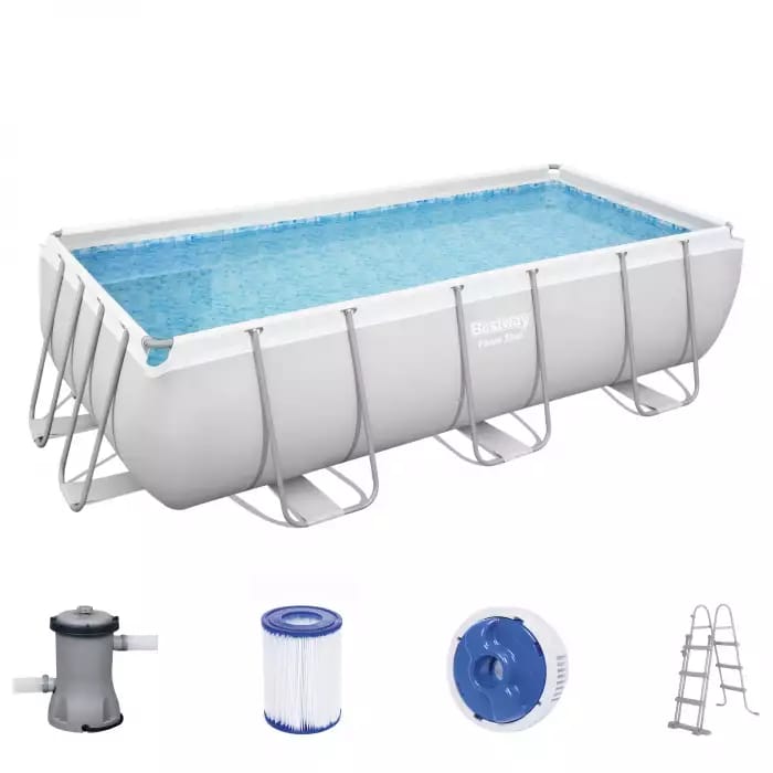 Каркасный бассейн Power Steel 404х201х100см, 6478л, фил.-насос 2006л/ч, лестница, попл.-дозатор, Bestway, 56441 BW