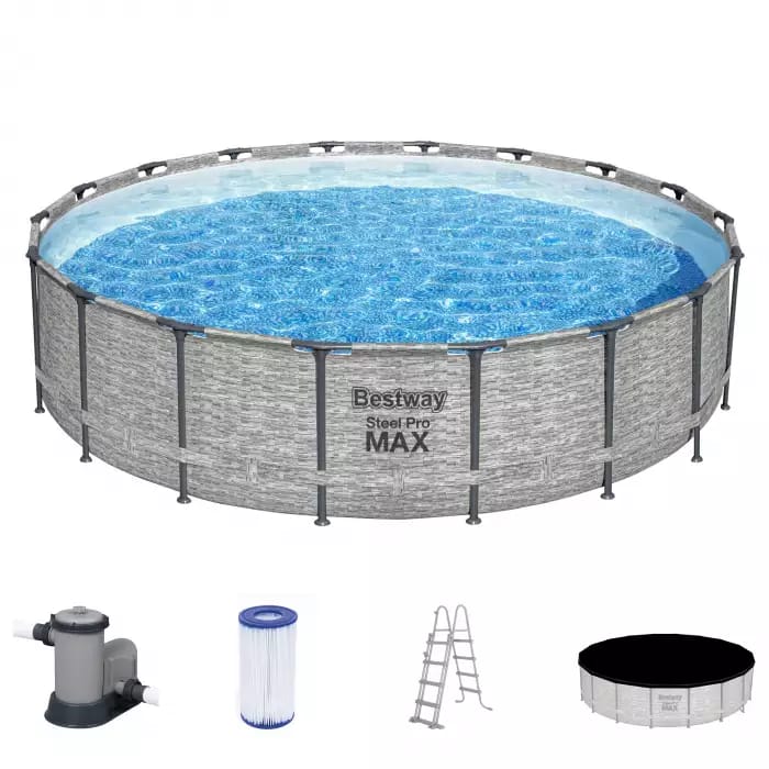 Каркасный бассейн Steel Pro MAX 549х122см, 23062л, фил.-насос 5678л/ч, лестница, тент, Bestway, 5618Y BW