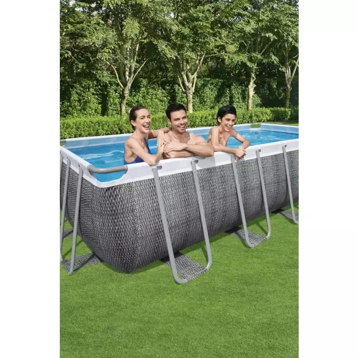 Каркасный бассейн Power Steel 488х244х122см, 11532л, фил.-насос 3028л/ч, лестница, тент, попл.-доз., Bestway, 56996 BW
