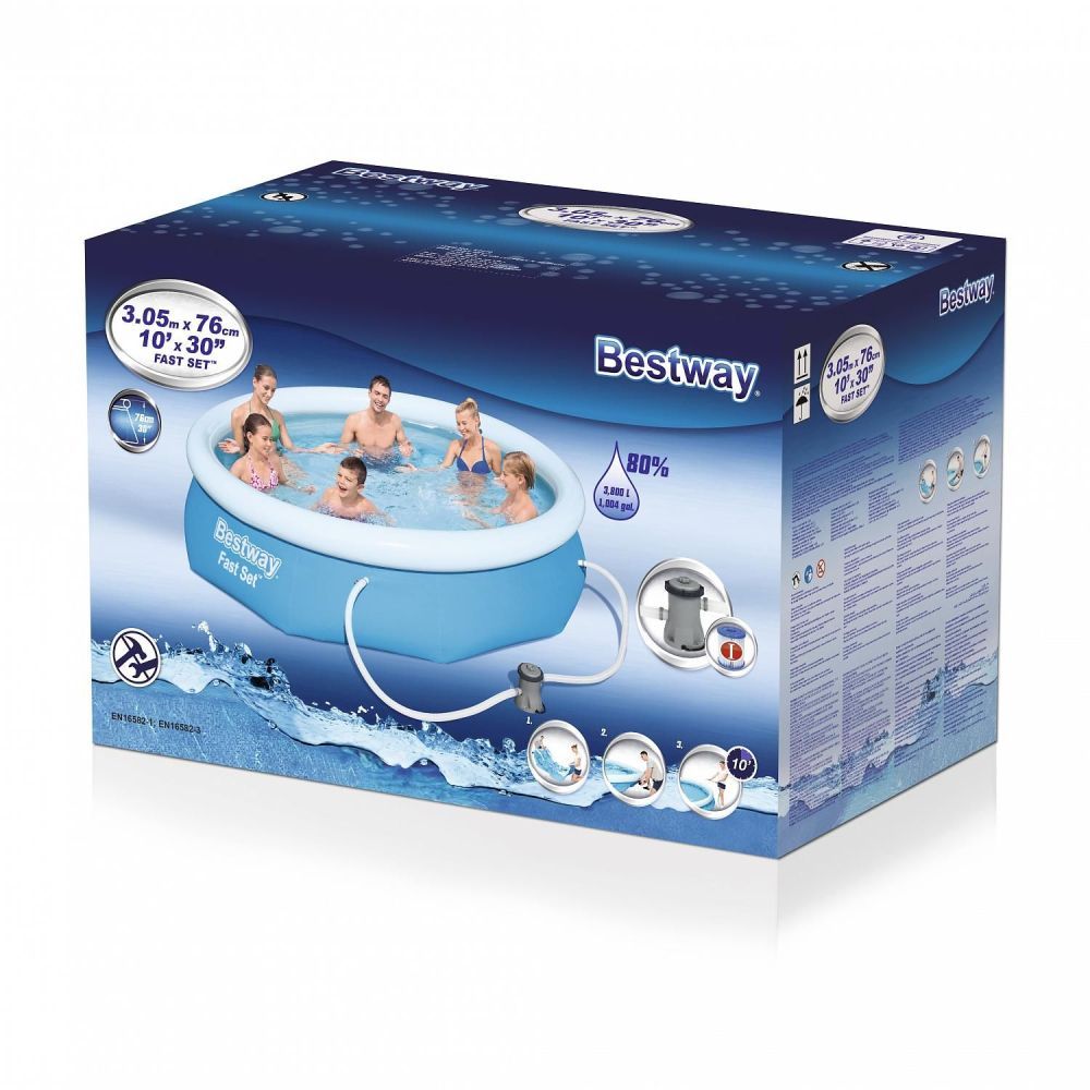 Бассейн Fast Set 305х76см, 3800л, фил.-насос 1249л/ч, Bestway, 57270 BW