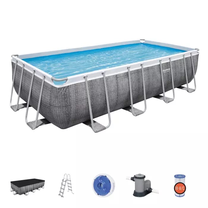 Каркасный бассейн Power Steel 549х274х122см, 14812л, фил.-насос 5678л/ч, лестница, тент, попл.-доз., Bestway, 56998 BW