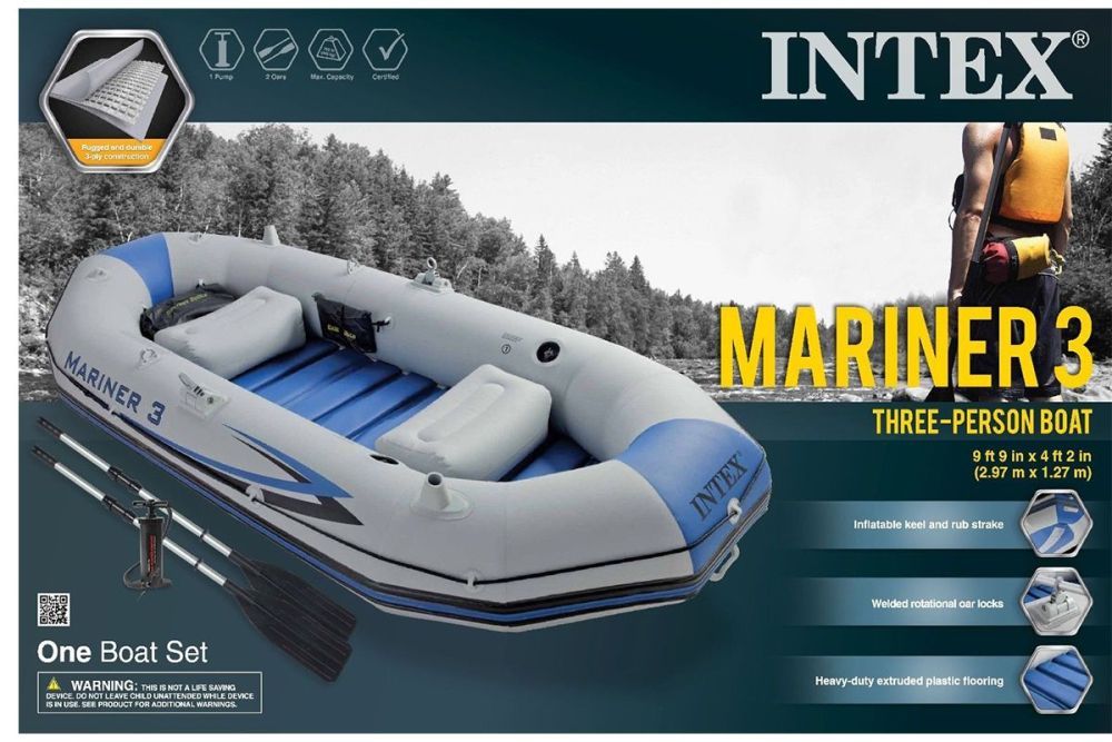 Надувная лодка "Mariner 3" 297х127х46см, алюм.вёсла 137см, насос 68605, до 400кг